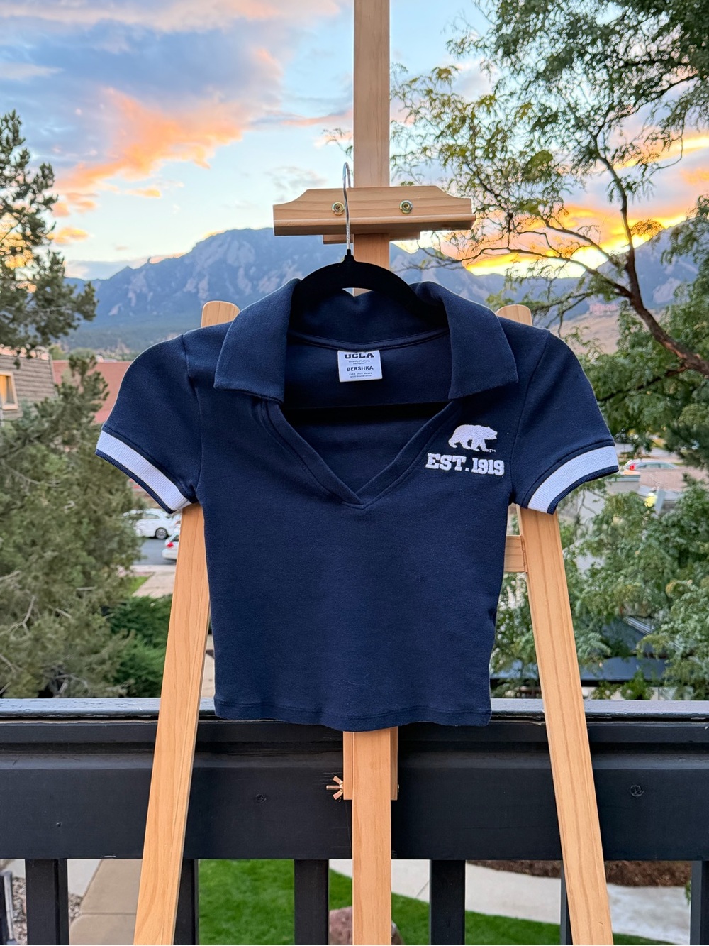 UCLA Polo Crop Top in Navy Blue